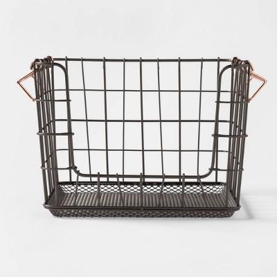 Wire Stackable Basket with Copper Handle Pewter - Threshold™