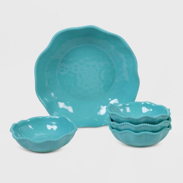 5pc Melamine Perlette Salad/Serving Set Teal - Certified International