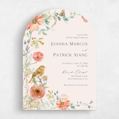 Beige Arch Wedding Invitation - Aurelia Portrait