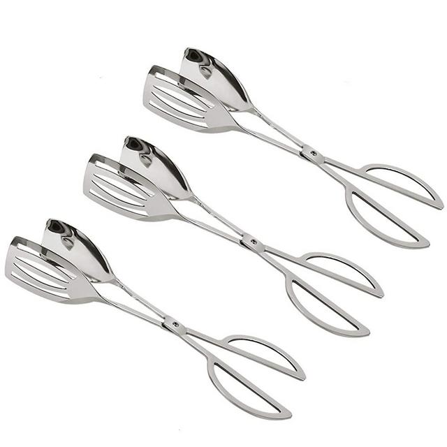 Pomeat 3pcs Buffet Tongs Salad Tongs Stainless Steel Serving Tongs Cake Tongs, Buffet Party Catering Serving Tongs