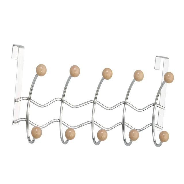 Five Hook Over The Door Mocha Porcelain Ball Mocha Brown Vanilla - Elegant Home Fashions