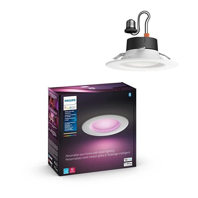 Philips Hue White and Color Ambiance Extra Bright High Lumen Dimmable LED Smart Retrofit Recessed 6" Downlight Compatible with Amazon Alexa Apple HomeKit and Google Assistant (578450)