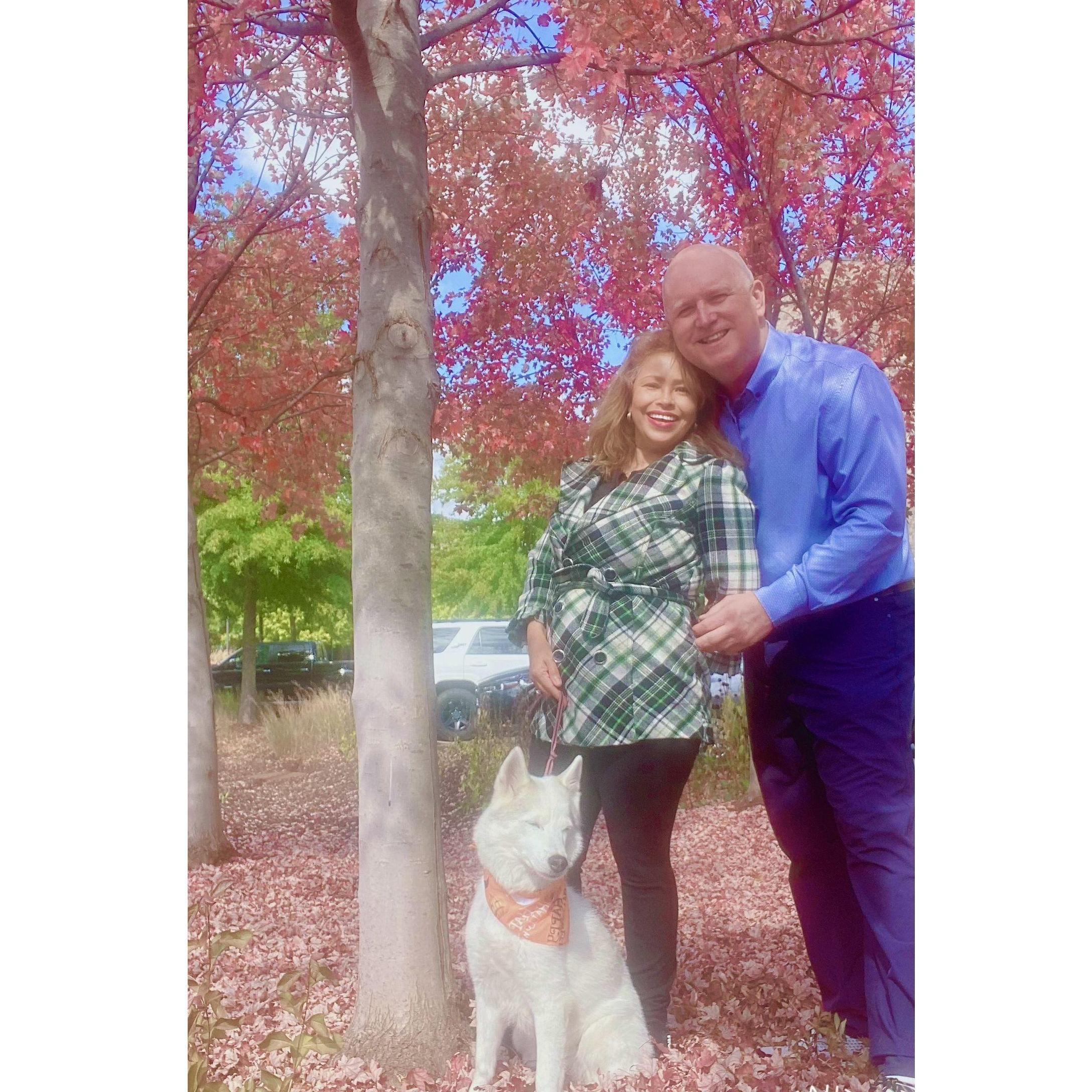 Fall day with the two most beautiful girls anywhere, Iliana and Foxy.