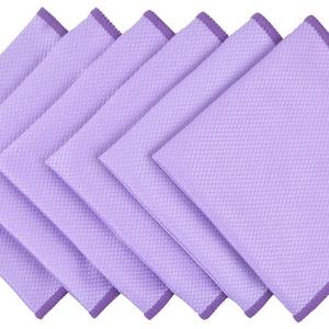 KinHwa Lint Free Rags Microfiber Kitchen Rags Ultra Absorbent Cleaning Cloth Reusable Glass Polishing Cloths for Glassware Car Windows Screens Mirror etc 12inchx12inch 6 Pack Purple