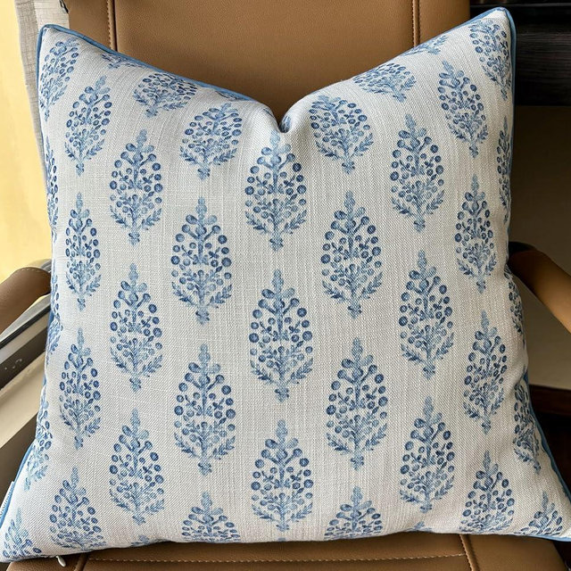 MANOJAVAYA Chandni Paiseley Printed Decorative Square Accent Throw Pillow Cover - Living Room, Sofa, Chair, Patio, Car, Balcony, Bench, Porch, Office, Bedroom - 20x20 Inches, Blue
