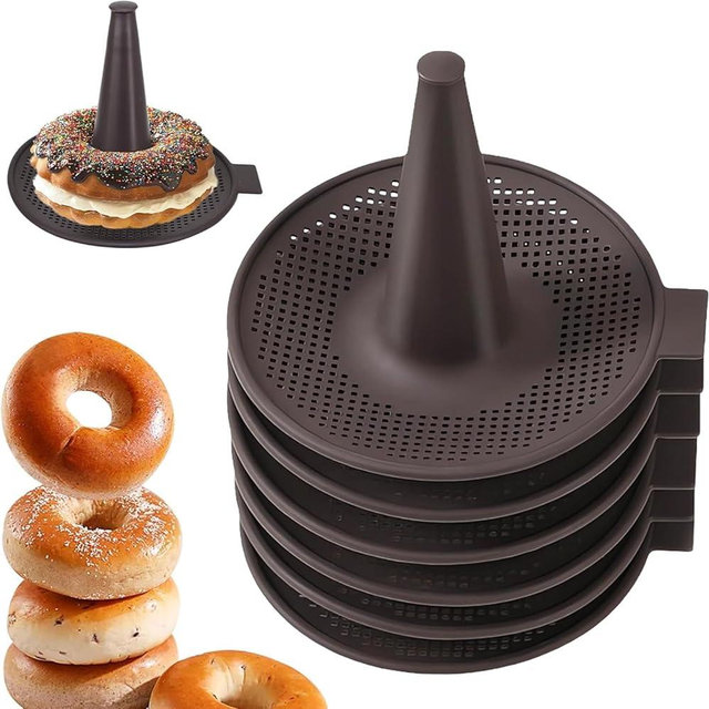 6pcs Silicone Donut Molds, Brown Baking Mold Set, Pastry Molds for Baking Bagel, Doughnut, Cakes, Mousse Pudding