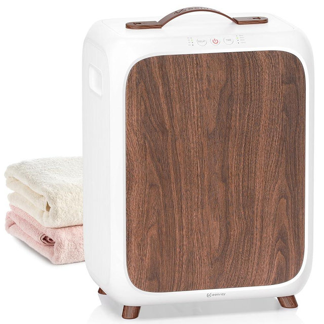 Keenray Towel Warmer Bucket, Luxury Rectangle Towel Warmer for Bathroom with Timer & Delay, Customized Fragrance, Child Lock, Fits 2 Large Towels, Blankets, Bathrobes, Ideal Gift for Him & Her(Brown)