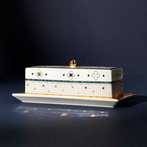 The Bistro Tile Stoneware Butter Dish: Garden Edition