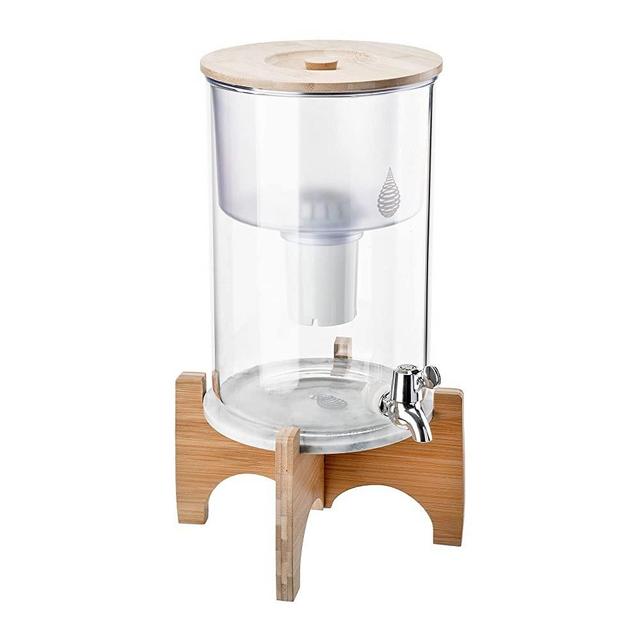pH Recharge Glass Alkaline Water Filter Dispenser - Countertop Water Filtration System - Alkaline Water Filter Purifier - High pH, Pure Drinking Water - 8.5 Liters / 2.25 Gallons (Bamboo/Marble)