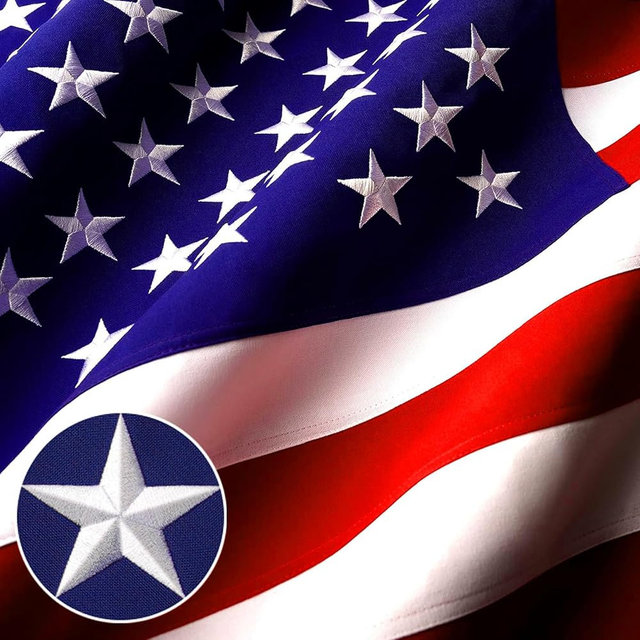 DERJLY American Flag 3x5 Ft Outdoor: All Weather High Wind US Flag Duty Heavy Tearproof Spun Polyester Sided Embroidered Star Brass Grommets Waterproof Tough