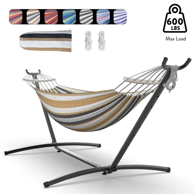 Mastgoal Brazilian Hammock with Adjustable Stand- Stylish Hammock Bed w/Storage Bag, 600lb Capacity