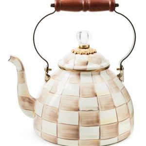 Mocha Check 3 Quart Tea Kettle