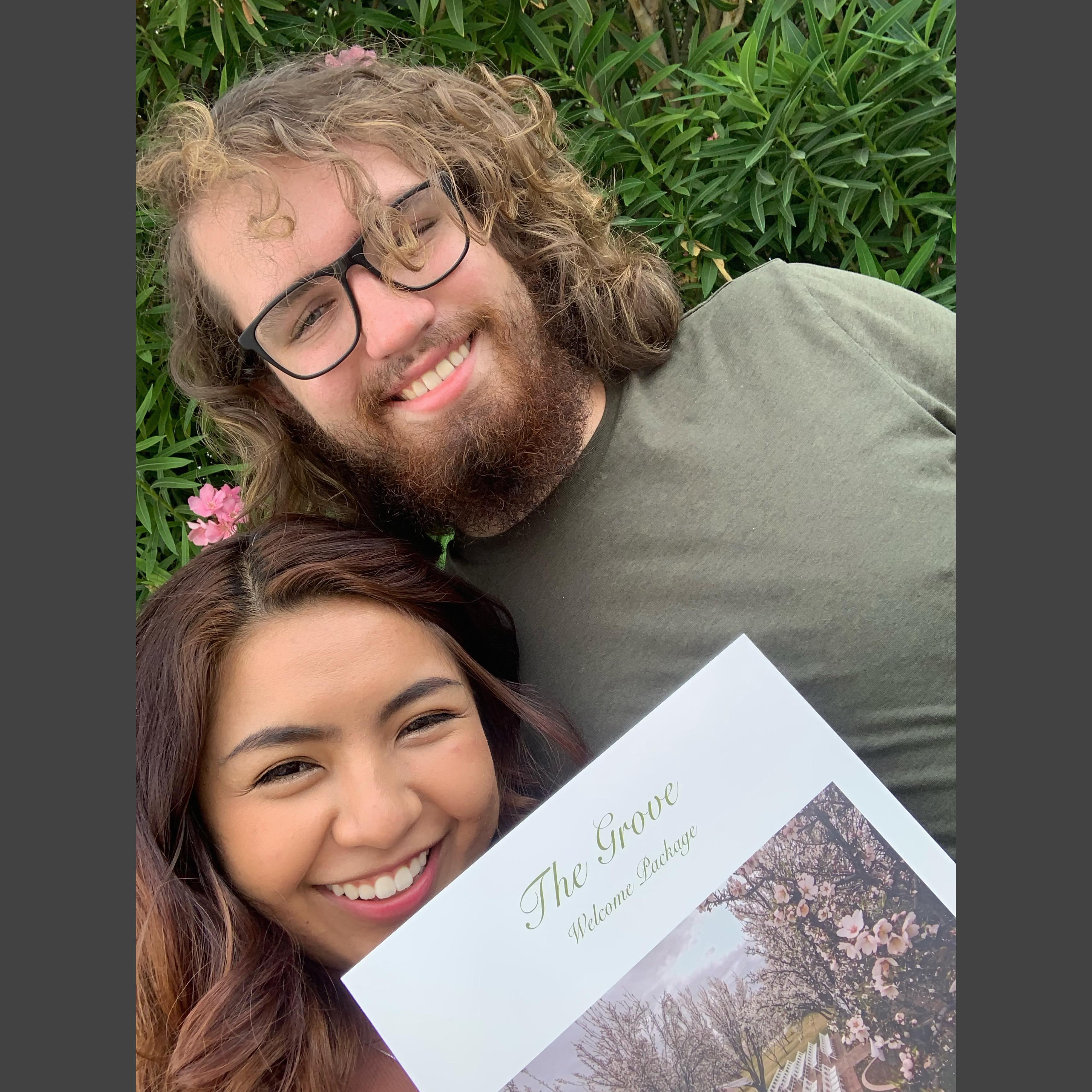 Celebratory photo after booking The Grove.