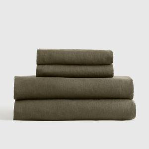 Dusty Olive European Linen Sheet Set - King