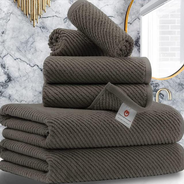 Soft Bath Towel Set with Gift Box, Cotton Quick-Dry Bathroom Towels, 100% Cotton Towel Set Includes 6 Pieces - 2 Bath Towels, 2 Hand Towels, 2 Washcloths (French Beret)