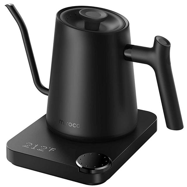 Miroco Gooseneck Electric Pour-Over Kettle, Temperature Variable Kettle for Coffee Tea Brewing, 0.9L Stainless Steel Kettle, Temperature Holding, Built-in Stopwatch