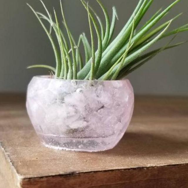 Rose quartz succulent pot
