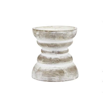 Amazon - Stonebriar Antique White Wooden Pillar Candle Holder - Small