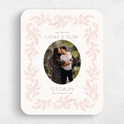 Beige Rounded Wedding Save the Date - Petalo Photo