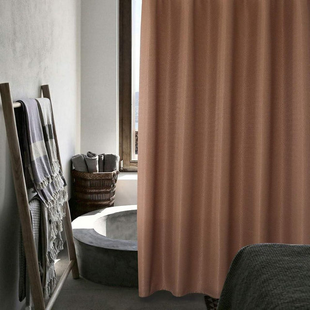SPXTEX Brown Shower Curtains for Bathroom 84 inches Long Waffle Waterproof Fabric Farmhouse Modern Rectangle Textured Bathroom Shower Curtains with Hooks Decorative Shower Room 72" W X 84" L