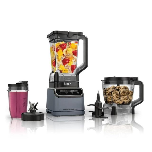 Ninja Grand Kitchen System 1200W Blender with 4 Auto-iQ Presets for Smoothie, Extract, Chop, Dough. 72oz Pitcher, 8-Cup Food Processor, Single-Serve Cup, Total Crushing & Pro Extractor Blades