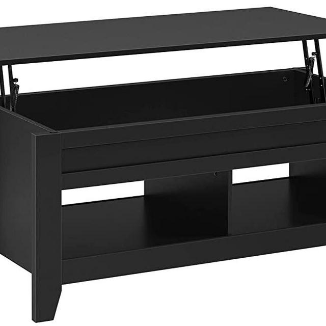 Yaheetech Lift Top Coffee Table with Hidden Storage Compartment & Open Shelf, Extending Tabletop Dining Center Table for Living Room Reception, Black, 47.5inch L
