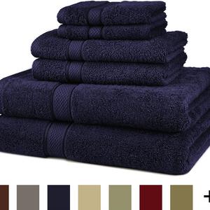 Pinzon Blended Egyptian Cotton 6-Piece Towel Set, Navy