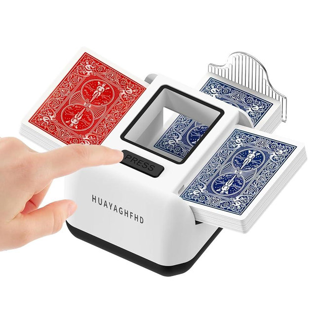 HUAYAGHFHD Automatic Card Shuffler|1-2 Deck Electric Card Shuffle Machine|Portable Rechargeable (2000mah)|for Poker, Uno, Blackjack, Skip-Bo, Phase 10 More Playing Shuffler for Home Game,Travel
