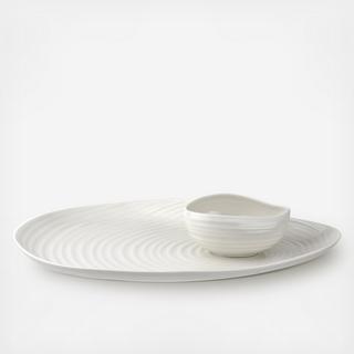 White Shell Shaped 2-Piece Serving Platter & Bowl