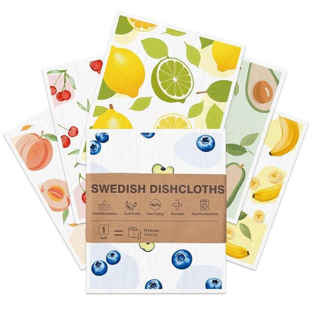 Aitoper Swedish Dishcloths for Kitchen, 6 Pack, Reusable Paper Towels Washable,Super Absorbent, Fast Dry Cleaning Cloths,Non-Scratch, No Odor, Biodegradable Cleaning Cloths.