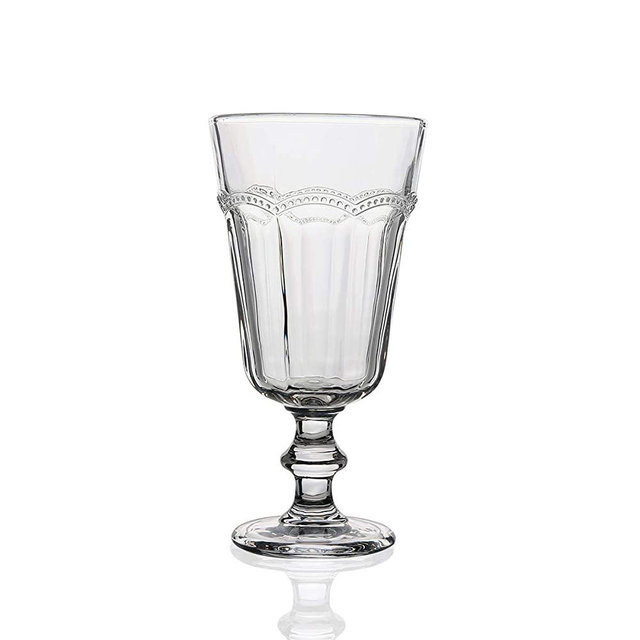 G Pearl Ridge Large Beverage Glass Goblets 11.6 oz, set Of 6 Heavy Drinking Glassess For Red White Wine Bubble Soda Juice Milk Coke Beer Spirits Durable Water for Everyday Use