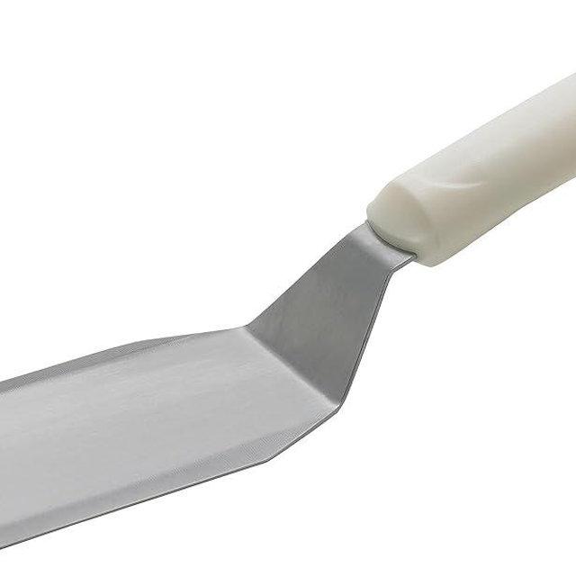 Winco 5" x 3" Griddle Spatula/Turner for Burgers and Steaks with Offset Handle, White