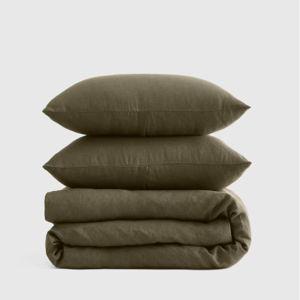 European Linen Duvet Cover Set, King Size, in Dusty Olive