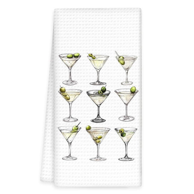 OINDADE Martini Decor Kitchen Towels, DirtyMartini Hand Towels, DirtyMartini Glasses Dish Towel Tea Towel for Kitchen Home Bar Decorative, MartiniGifts for Martini Lovers Bar Kitchens Decor, 16x24In