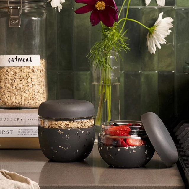 Seal Tight Glass Bowl (16 oz), Terrazzo Charcoal