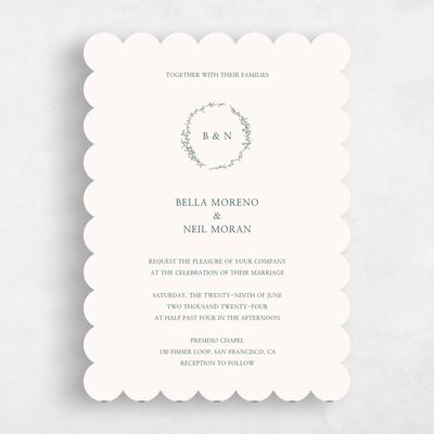 Beige Scalloped Wedding Invitation - Earlewood Portrait