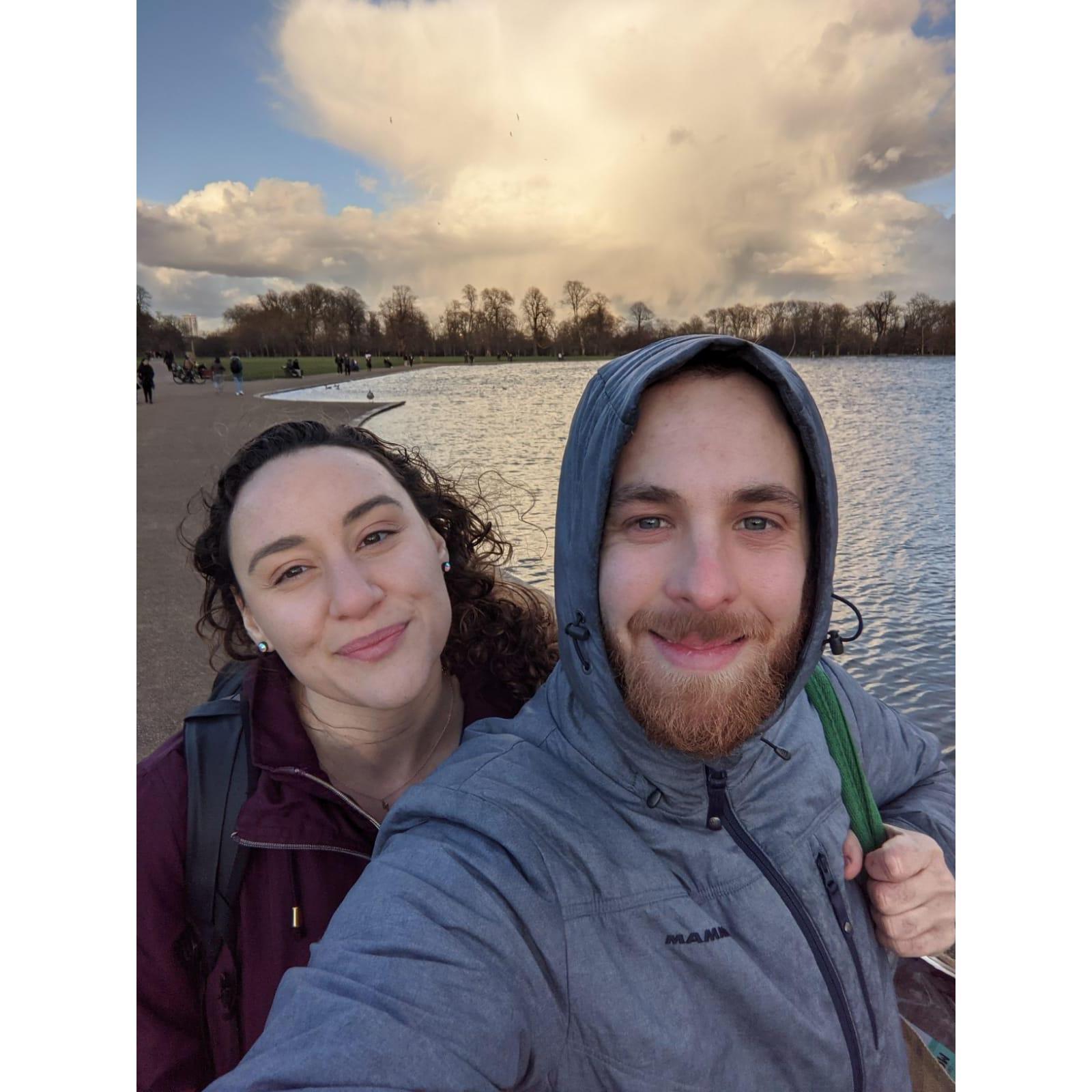 Hyde Park in London, on a chilly and windy Spring day.