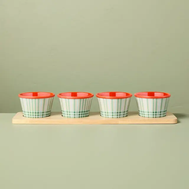 4pk Summer Plaid Melamine Mini Bowl Serving Set - Hearth & Hand™ with Magnolia