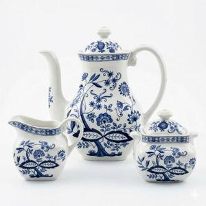 Enoch Wedgwood Coffee Cream Sugar Set - Blue Onion