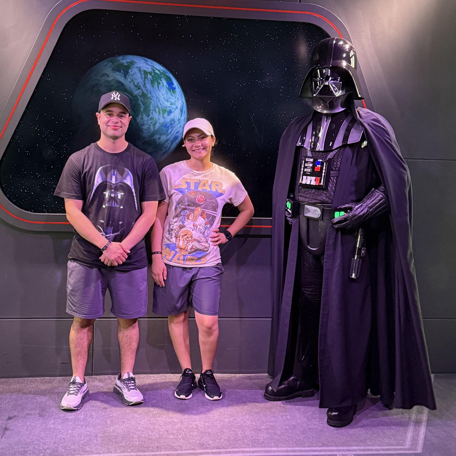 To celebrate our engagement we went to a happy place, we went to Disney world. We visited all 4 parks this day! We even got to meet and get a picture with Darth Vader and The Mandalorian