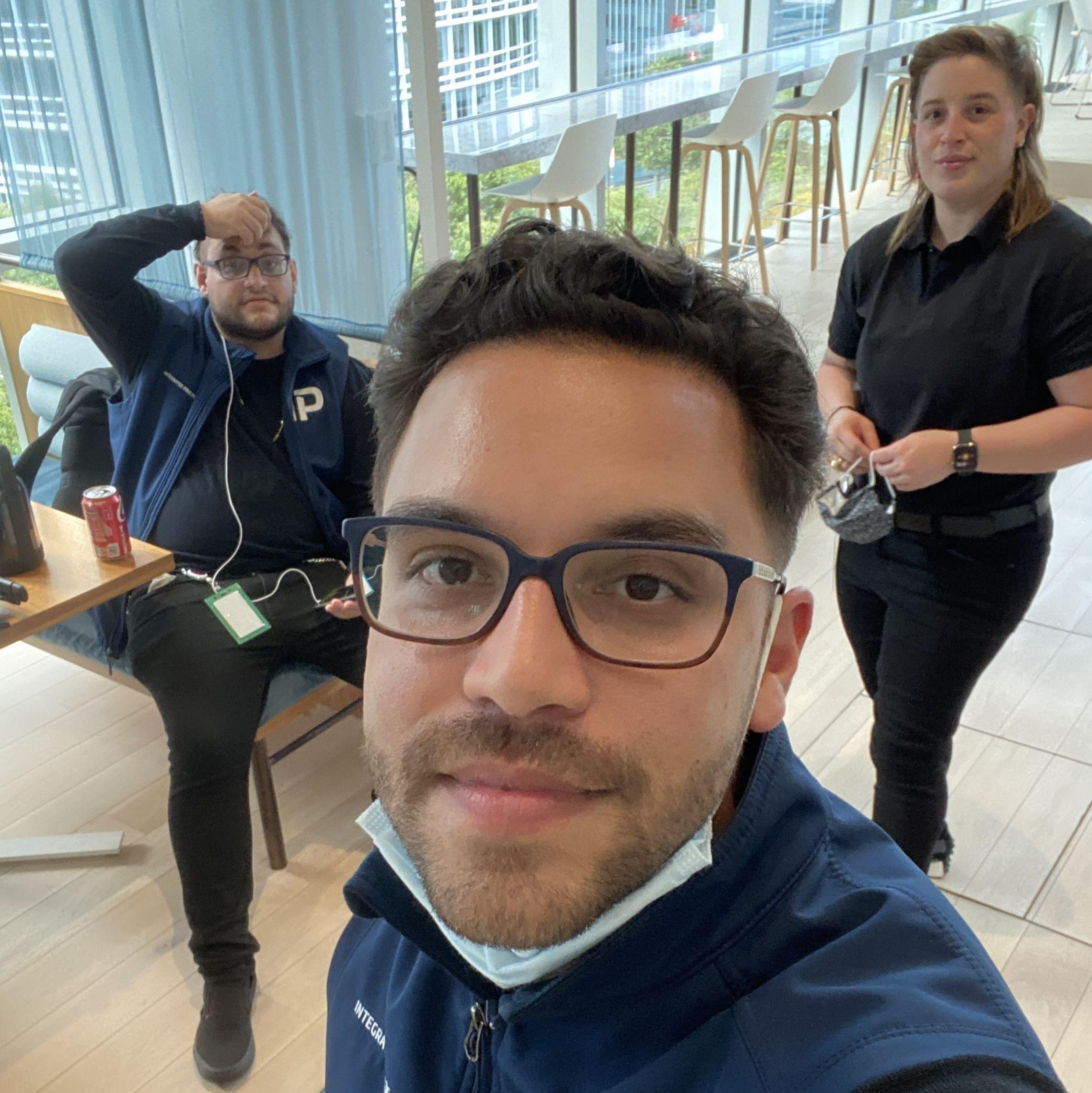 Jose with his Groomsman Glenn and Grooms-woman Siully hard at work again.