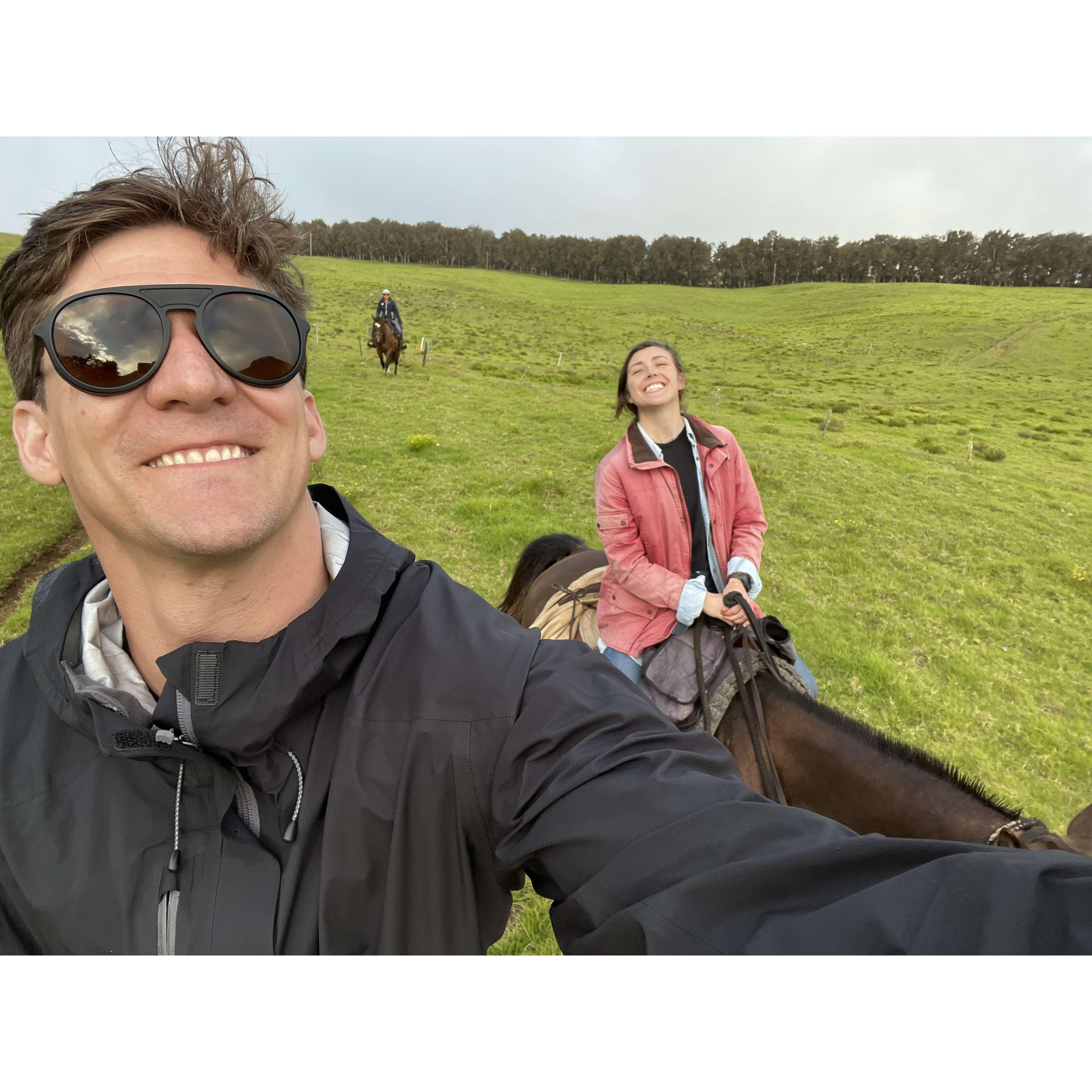 Sunset horseback ride the night before Gabe proposed.