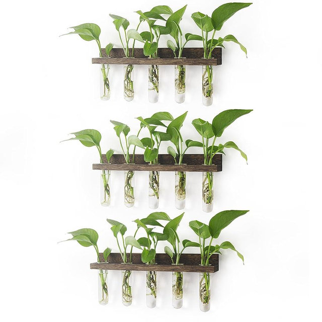 Renmxj Wall Hanging Plant Propagation Station - (15+1) Test Tubes 3 Tiered Wooden Stand Plant Terrarium,Wall Planters for Indoor Plants,Plant Lover Gifts for Women