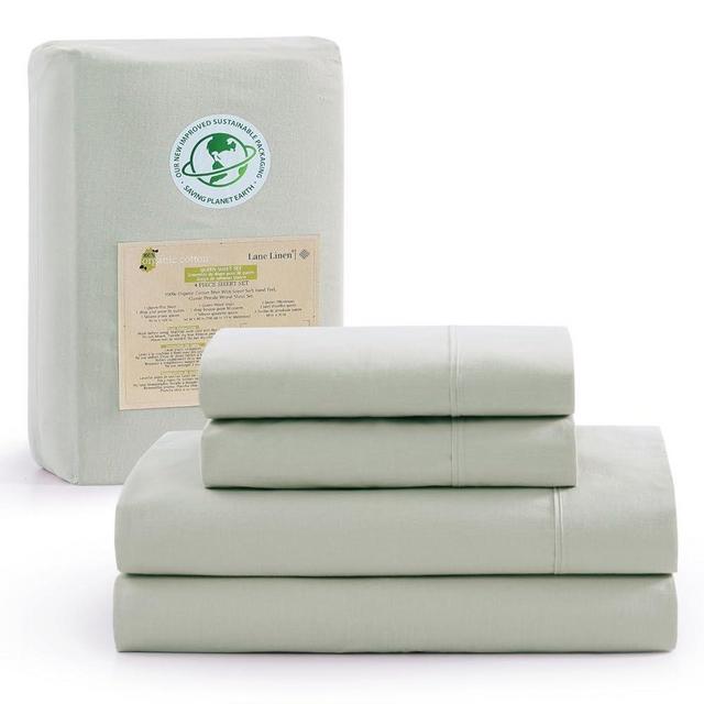 LANE LINEN 100% Organic Cotton California King Sheets Set, 4-Piece Pure Organic Cotton Long Staple Percale Weave Ultra Soft Bedding Sheets for Bed, Breathable, Fits Mattress Upto 15' Deep - Mineral
