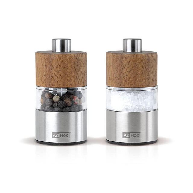 Adhoc David Acacia and Stainless Steel Pepper Mill Set, 2.5-Inch