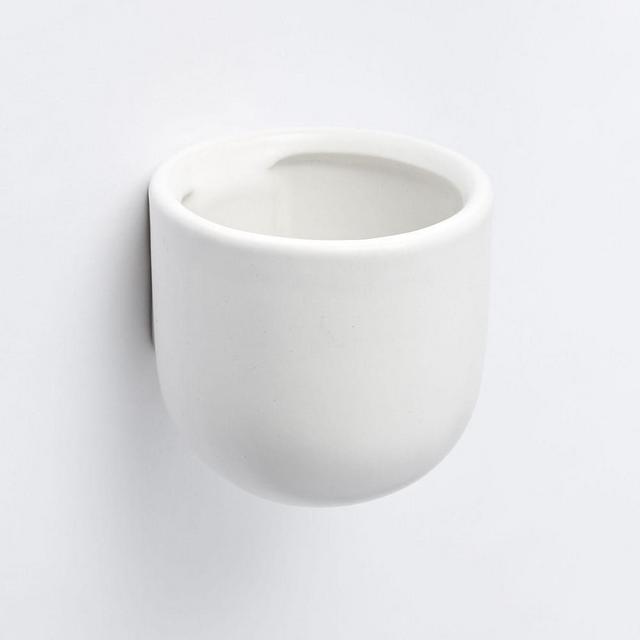 Ceramic Indoor/Outdoor Wallscape Planter, Small, 4.3"D x 4.3"H, White