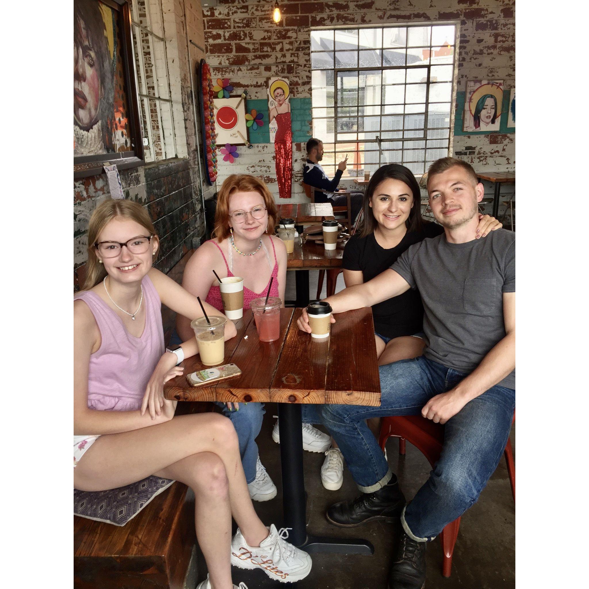 Visiting Matt's Family at our favorite coffee shop