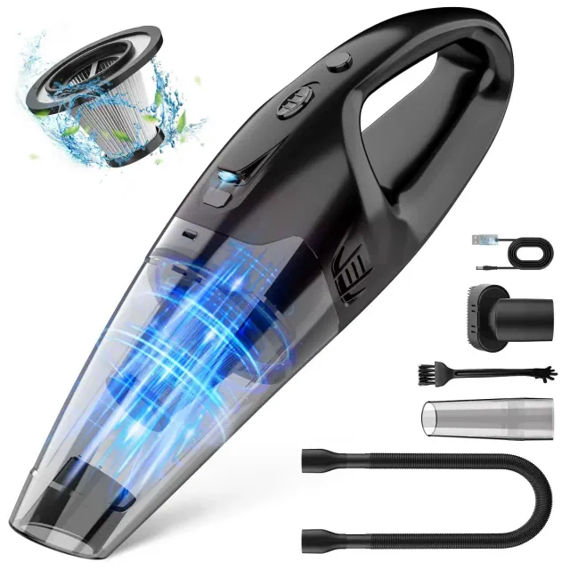 Teendow Handheld Vacuum Cordless Rechargeable,Mini Car Vacuum Cleaner with LED Light, HEPA, 1.65LBs Lightweight Vacuum Cleaner for Car/Home/Pet Hair
