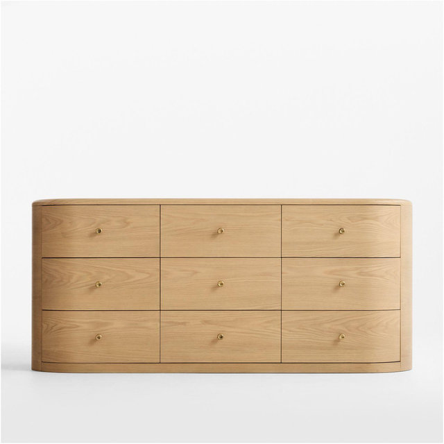 Anneli 72" Natural Oak Wood 9-Drawer Dresser
