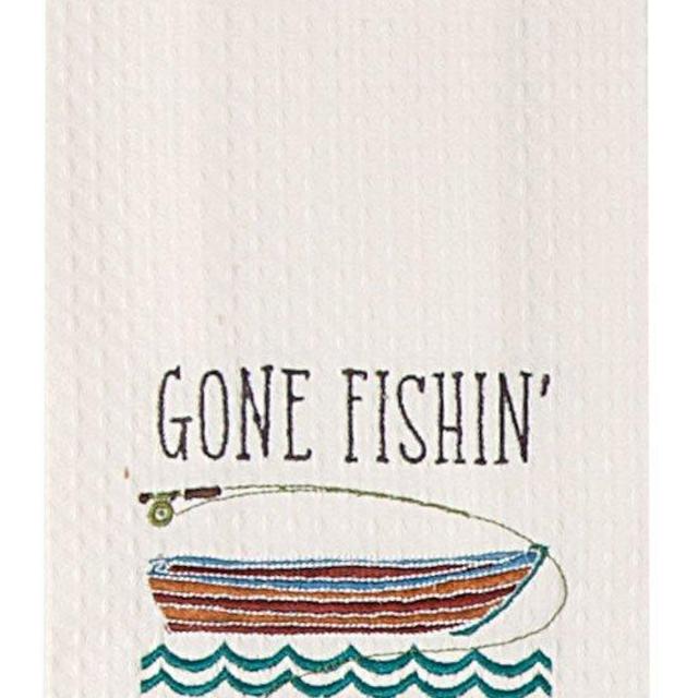 Kay Dee Designs Gone Fishin' Embroidered Waffe Towel
